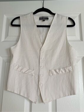 Cream Pinstripe Men's Dress Vest